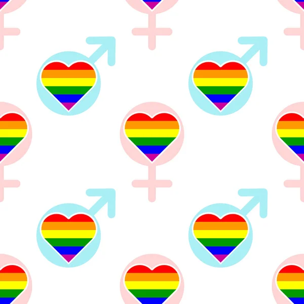 Vzor Bezešvé Mužskou Ženskou Rainbow Gay Symboly Pro Návrh — Stockový vektor