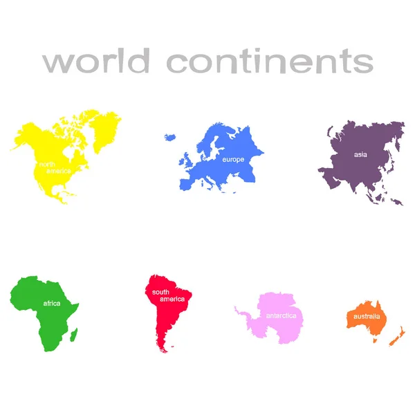 Ensemble Icônes Monochromes Avec Continents Mondiaux Pour Votre Design — Image vectorielle