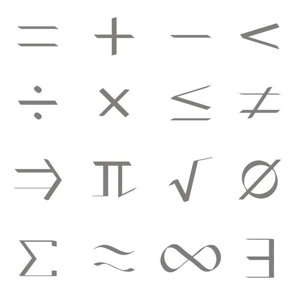 Conjunto Iconos Monocromáticos Con Símbolos Matemáticos Para Diseño — Vector de stock