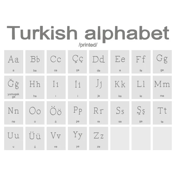 Σετ Μονόχρωμες Εικόνες Τουρκικό Αλφάβητο Για Σχέδιό Σας — Διανυσματικό Αρχείο