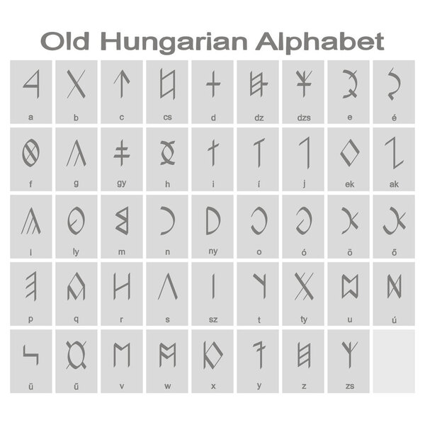 Набор монохромных икон с древневенгерским алфавитом для Вашего дизайна
