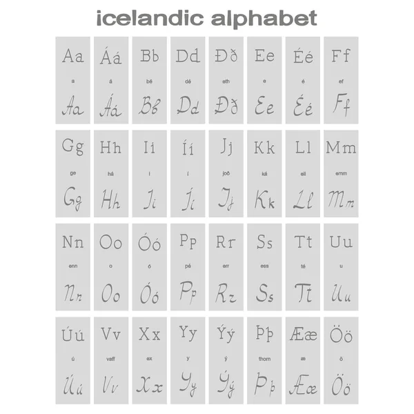 Conjunto Iconos Monocromáticos Con Alfabeto Icelandés Para Diseño — Vector de stock