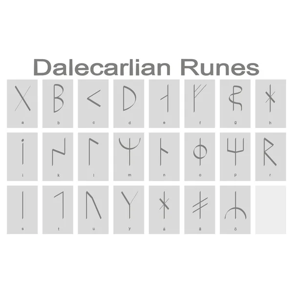 Conjunto Iconos Monocromáticos Con Alfabeto Rúnica Para Diseño — Archivo Imágenes Vectoriales