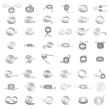 온천과 흑백 아이콘 세트