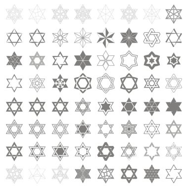 set of monochrome icons with star of David traditional Jewish symbol for your design clipart