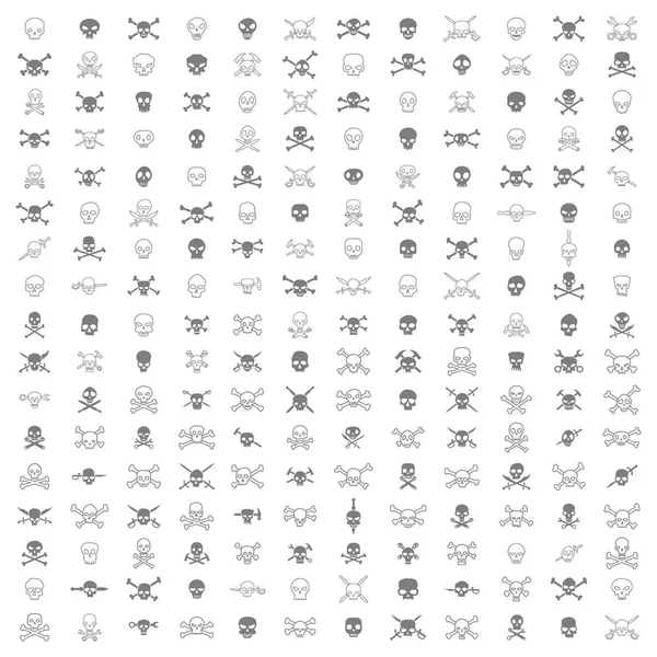 Conjunto Iconos Monocromáticos Con Calaveras Para Diseño — Archivo Imágenes Vectoriales