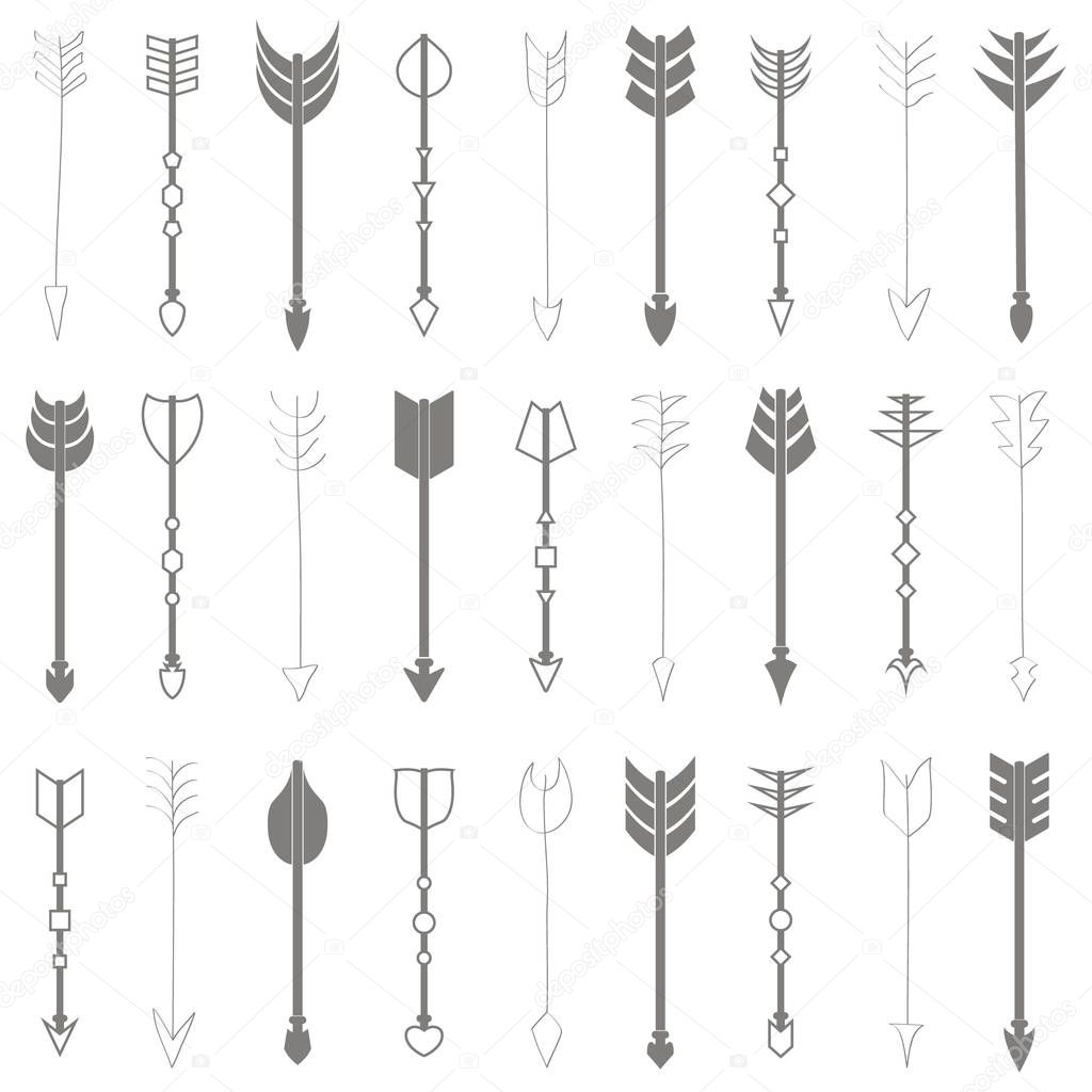 monochrome vector set with drawing arrows for your design