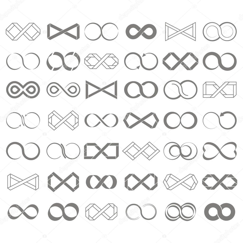 set of monochrome icons with Infinity symbols for your design