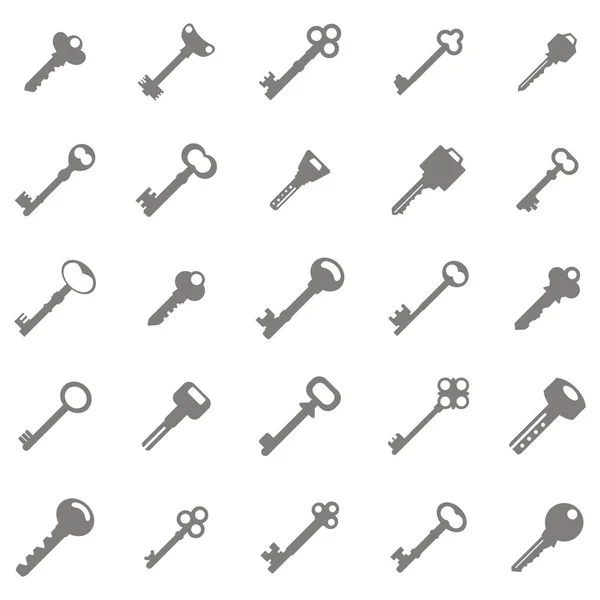 Conjunto Iconos Monocromáticos Con Llaves Para Diseño — Vector de stock