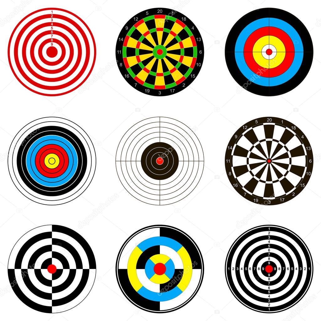 Vector illustrations with dartboards for darts game for your design