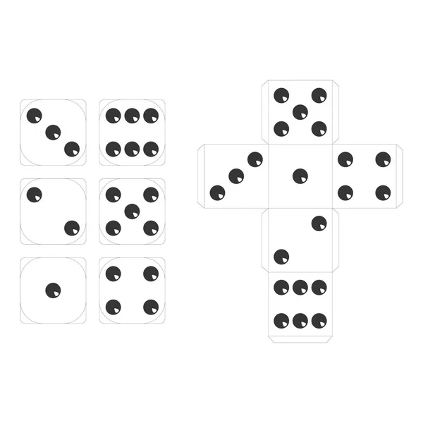 Set Van Zwart Wit Pictogrammen Met Dobbelstenen Voor Ontwerp — Stockvector