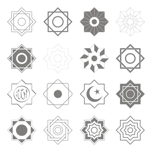 Vektorové Ikony Islámské Symboly Islámského Hvězdy Rub Hizb Pro Návrh — Stockový vektor