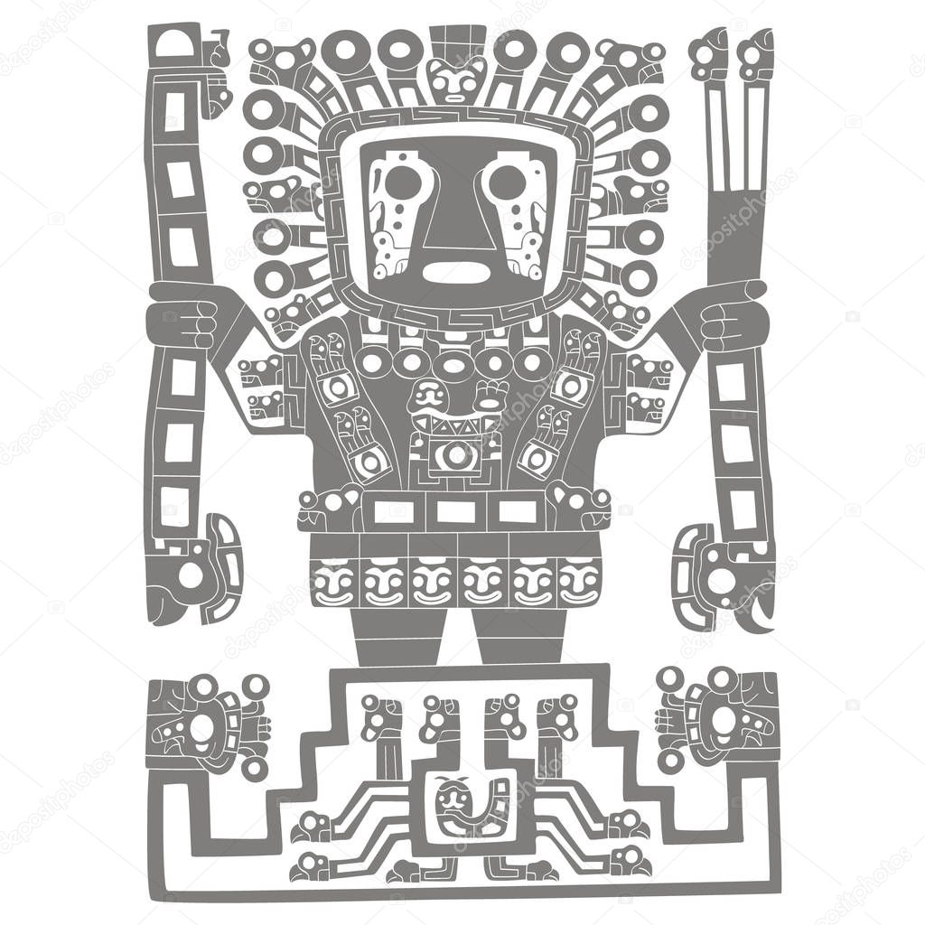 vector icon with Viracocha great creator god in Inca mythology