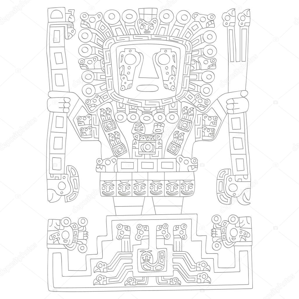 vector icon with Viracocha great creator god in Inca mythology
