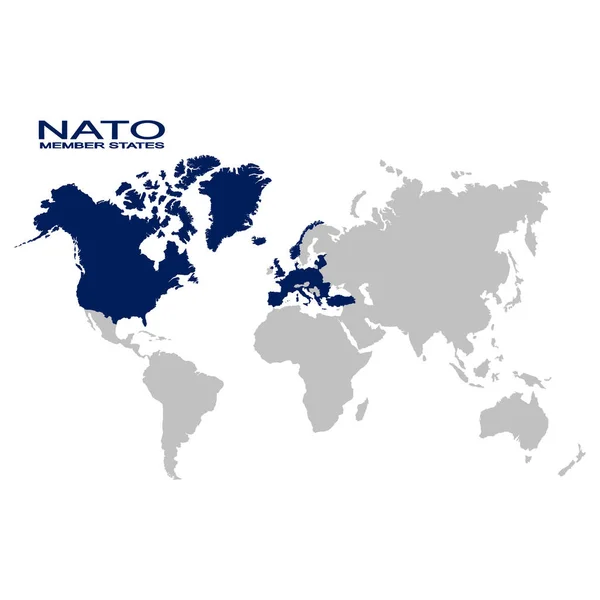 Vektor Weltkarte Mit Nato Mitgliedsstaat — Stockvektor
