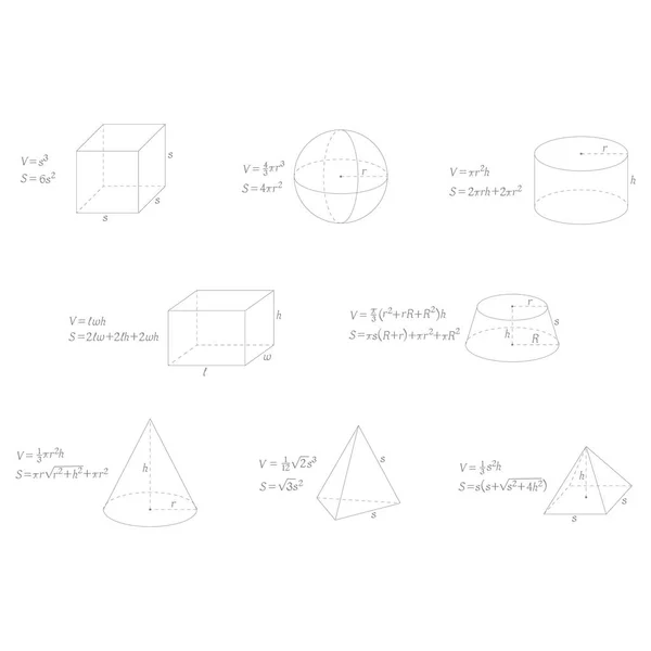 Conjunto Vectores Con Fórmulas Geometría Para Diseño — Vector de stock
