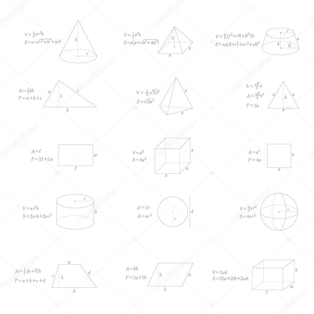 vector set with geometry formulas for your design