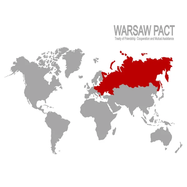 Vektor Weltkarte Mit Mitgliedsstaat Des Warschauer Paktes — Stockvektor