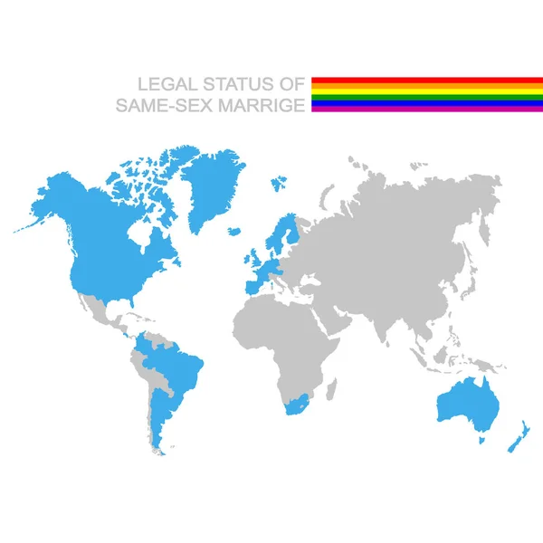 Eşcinsel Evlilik Yasal Statüsü Ile Vektör Dünya Haritası — Stok Vektör