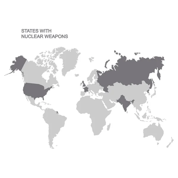 Vektorkarte Mit Staaten Mit Atomwaffen — Stockvektor