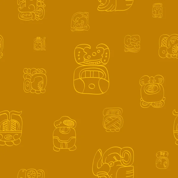 Modèle Vectoriel Sans Couture Avec Glyphes Mayas — Image vectorielle