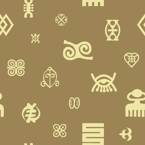 Naadloze Patroon Met Adinkra Symbolen — Stockvector