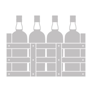 şişeile ahşap kutu ile vektör simgesi