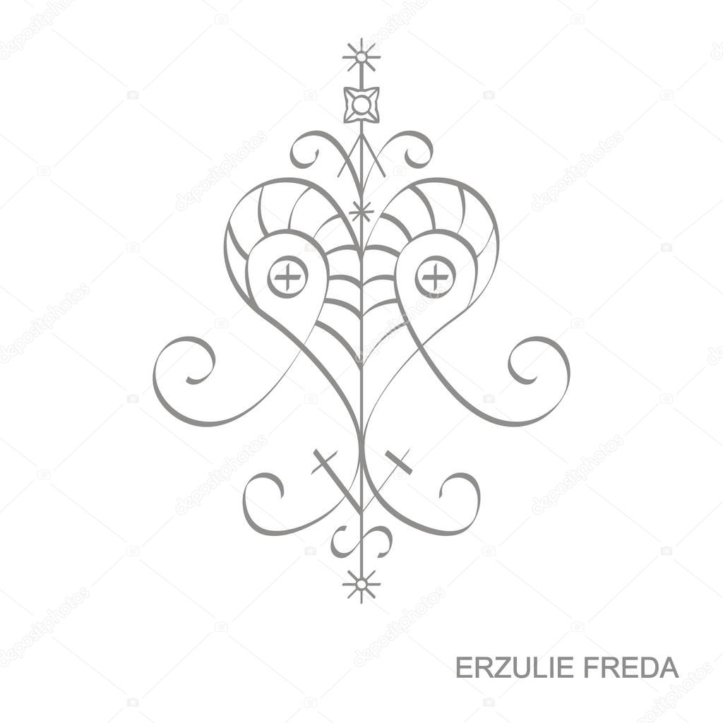 Vector icon with veve vodoo symbol Ersulie Freda