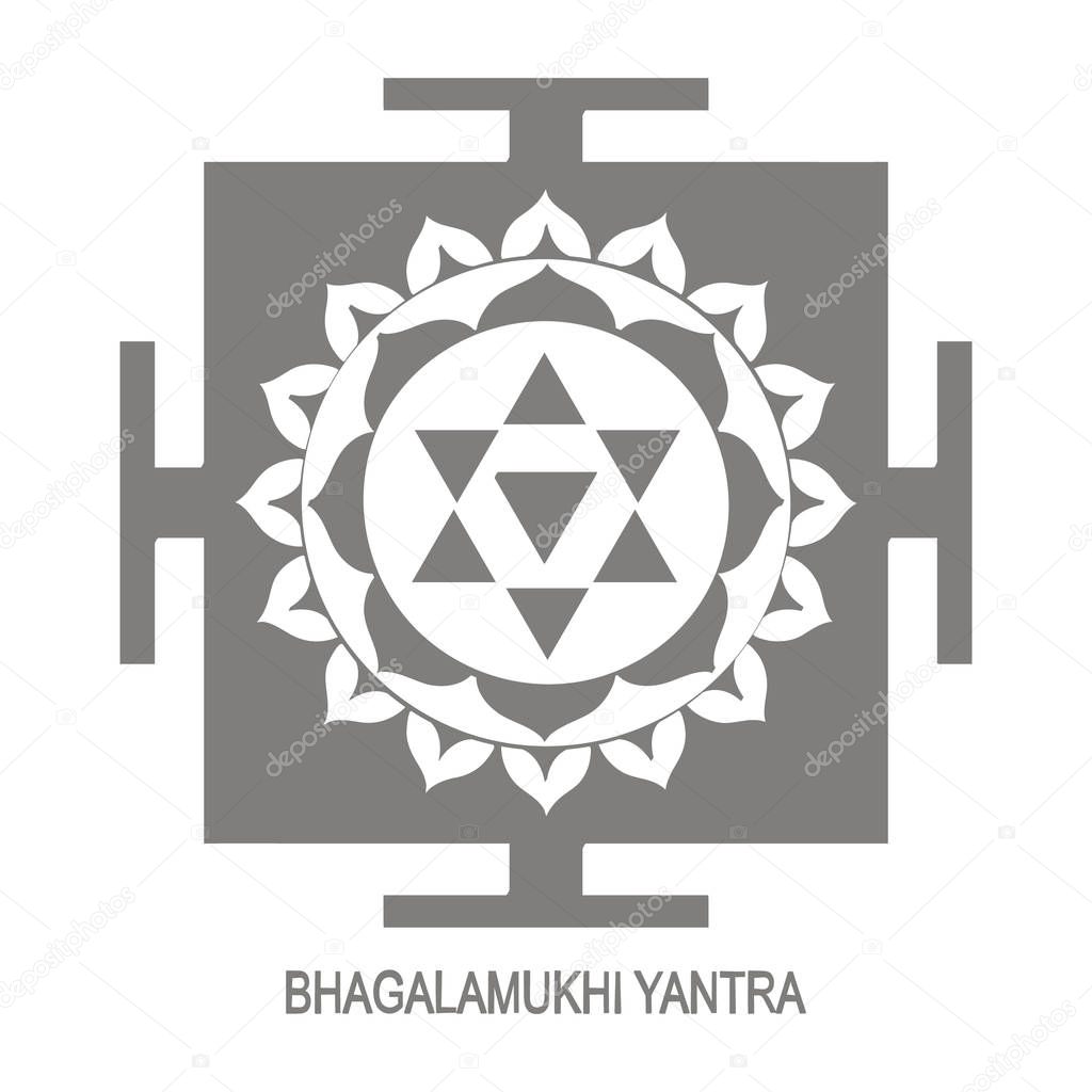 Vector icon with Bhagalamukhi Yantra Hinduism symbol