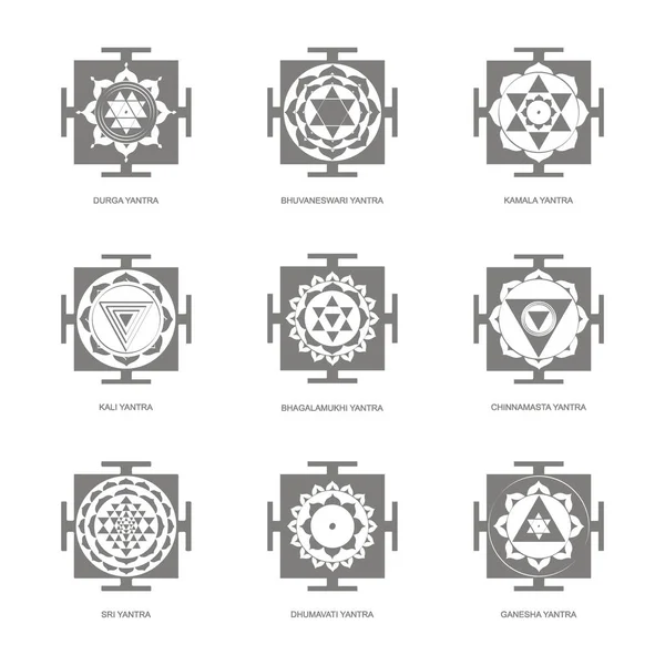 Icono Vectorial Con Símbolos Del Hinduismo Yantra — Vector de stock