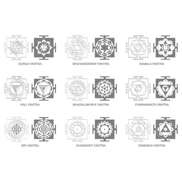 Icono Vectorial Con Símbolos Del Hinduismo Yantra — Archivo Imágenes Vectoriales