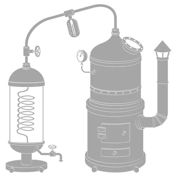 Vector Icon Vintage Distillation Apparatus — Stock Vector