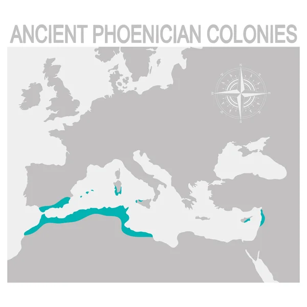 Vector Map Ancient Phoenician Colonies — Stock Vector