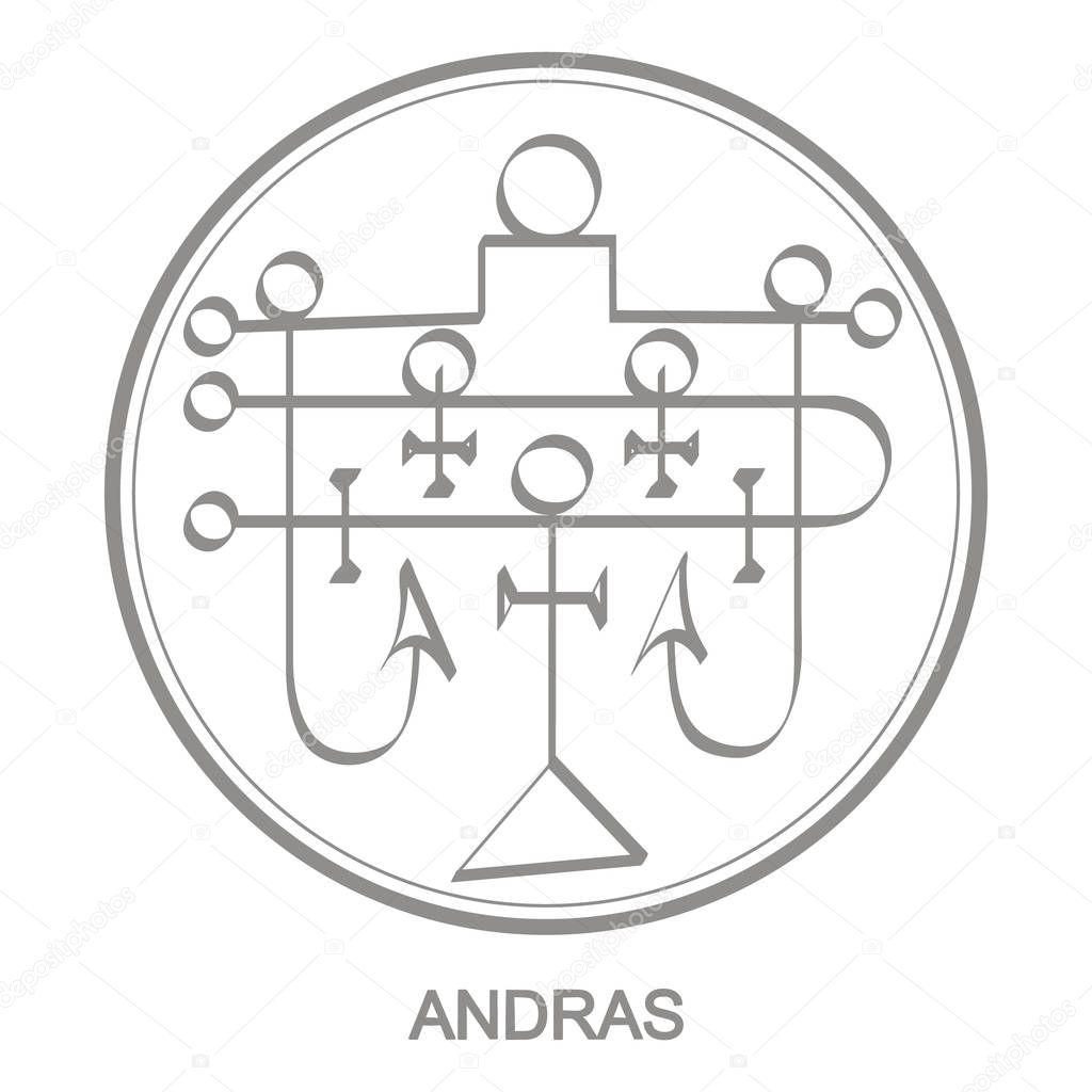 Vector icon with symbol of demon Andras Sigil of Demon Andras