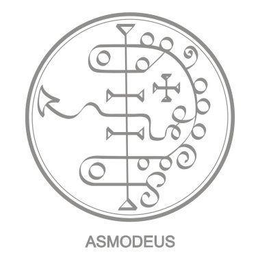 Şeytan Asmodeus sembolü ile Vektör simgesi. Şeytan Asmodeus'un Sigil'i