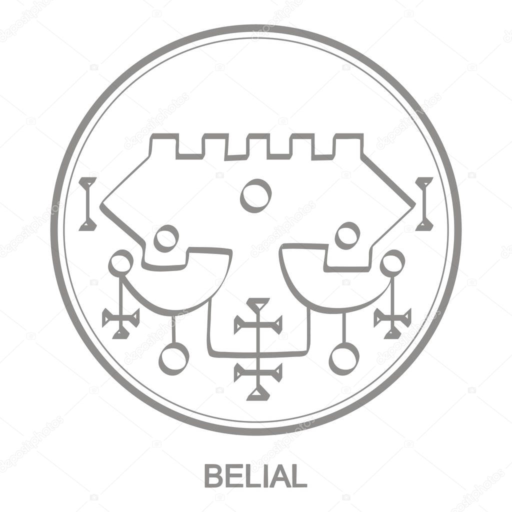 Vector icon with symbol of demon Belial. Sigil of Demon Belial