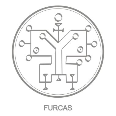  İblis Furcas sembolü ile Vektör simgesi. Şeytan Furcas'Lı Sigil