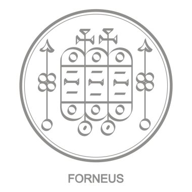  İblis Forneus sembolü ile vektör simgesi. Şeytan Forneus'un Sigil'i