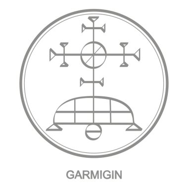 Vector icon with symbol of demon Garmigin. Sigil of Demon Garmigin clipart
