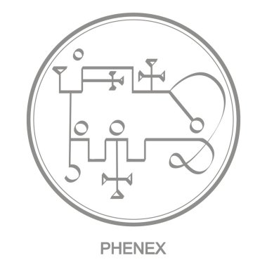 Vector icon with symbol of demon Phenex. Sigil of Demon Phenex clipart