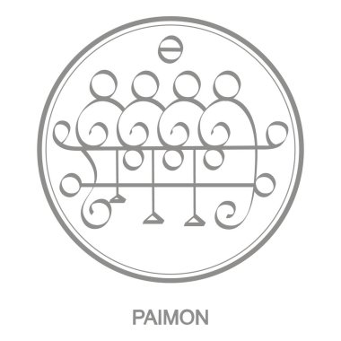 İblis Paimon sembolü ile Vektör simgesi. Şeytan Paimon'un Sigil'i