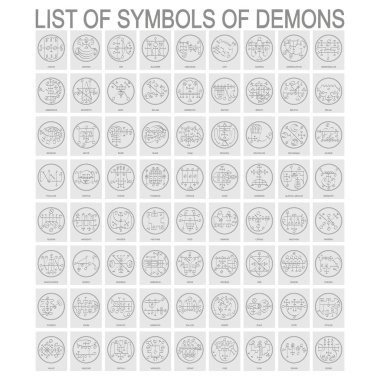 Vector set with symbols of demons. Sigils of Demons  clipart