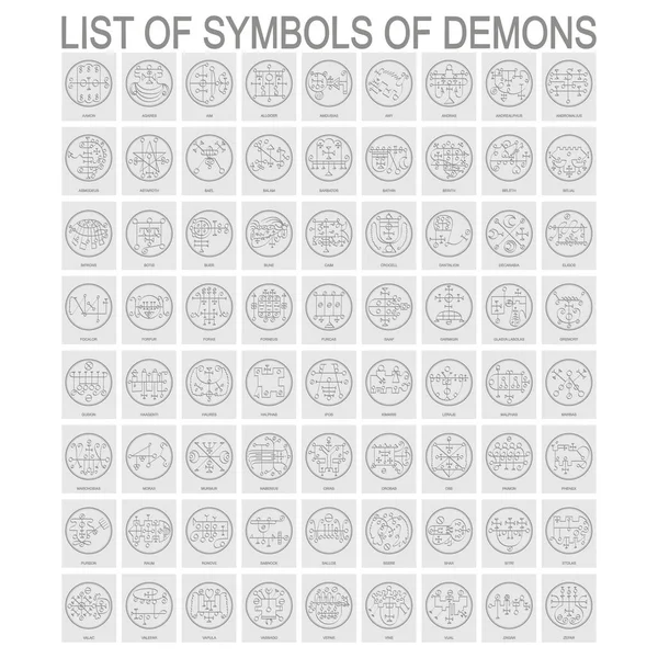 Vector Set Symbols Demons Sigils Demons — Stock Vector