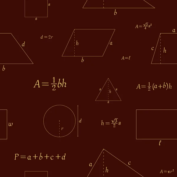 Nahtloses Muster Mit Geometrischen Figuren Und Formeln — Stockvektor