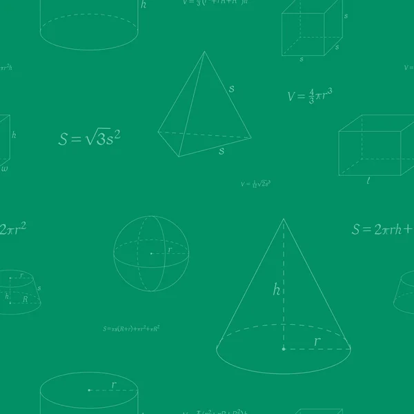 Patrón Sin Costura Con Figura Geometría Fórmulas — Vector de stock