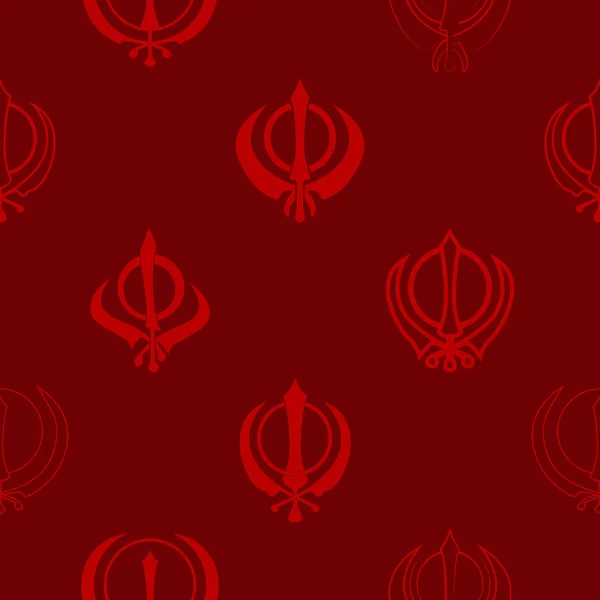 Płynny Wzór Symbolem Sikh Khanda — Wektor stockowy