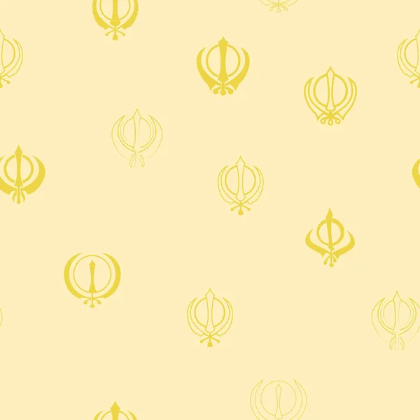 Bezproblémový Vzor Symbolem Sikh Khanda — Stockový vektor