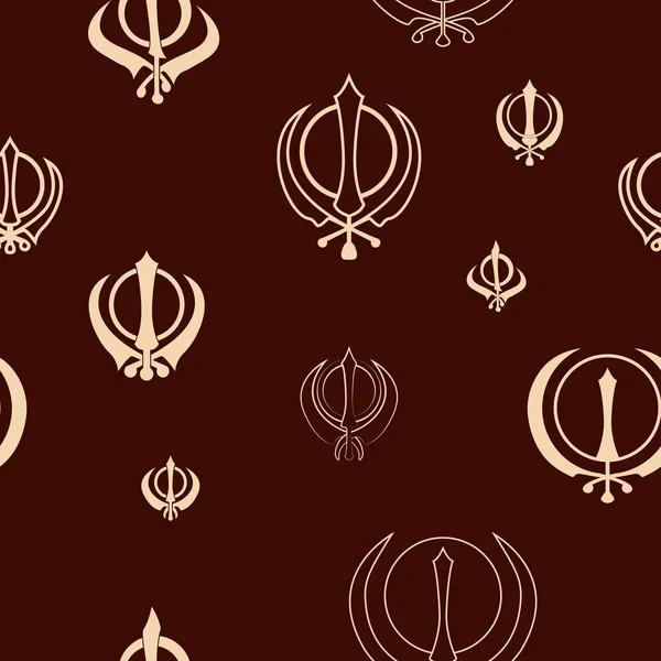 Seamless Pattern Sikh Symbol Khanda — Stock Vector