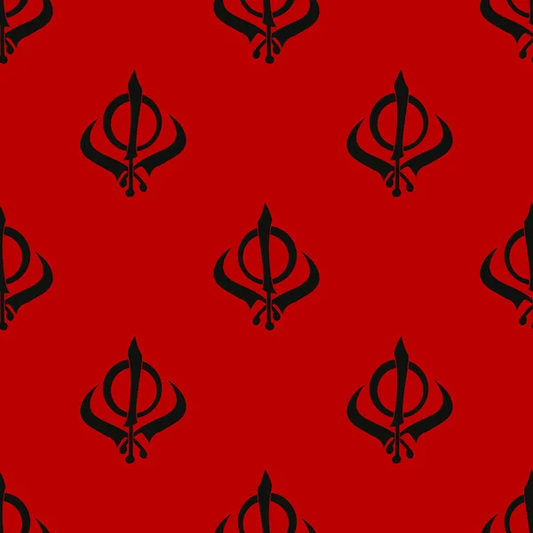 Płynny Wzór Symbolem Sikh Khanda — Wektor stockowy