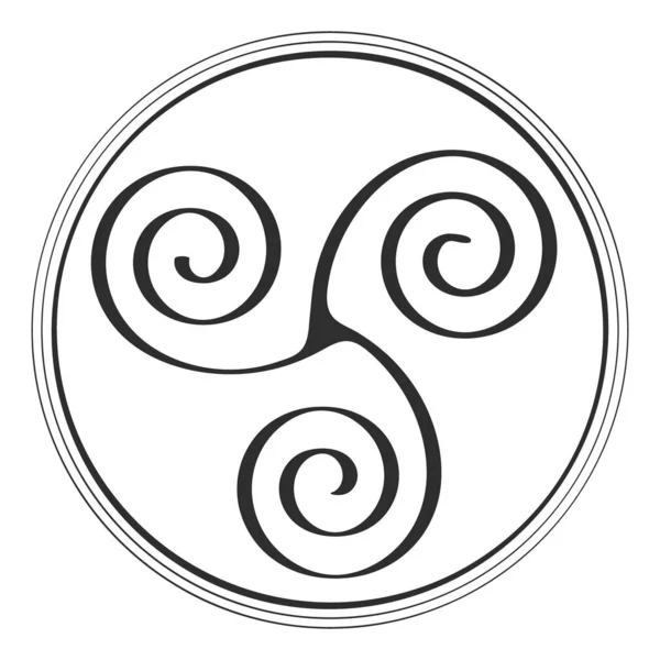 Векторная Монохромная Икона Древним Символом Трискеле — стоковый вектор